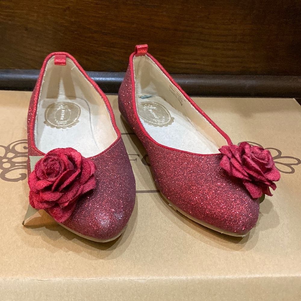 Joyfolie Penny Flats - Red Glitter - Size 1Y